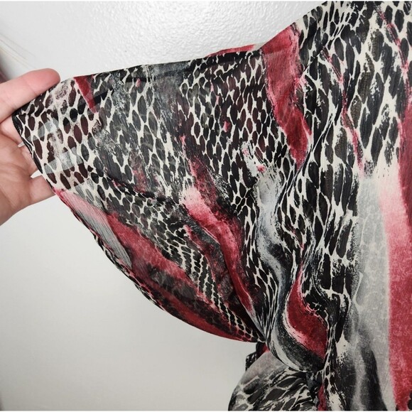 Miley Cyrus x Max Azria Pink & Black Animal Print Sheer Caftan Style Blouse XL - Picture 3 of 8
